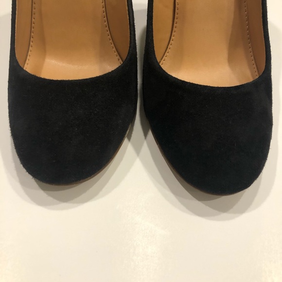 J. Crew Black Suede Chunky Heels Sz 6.5 - Picture 4 of 10